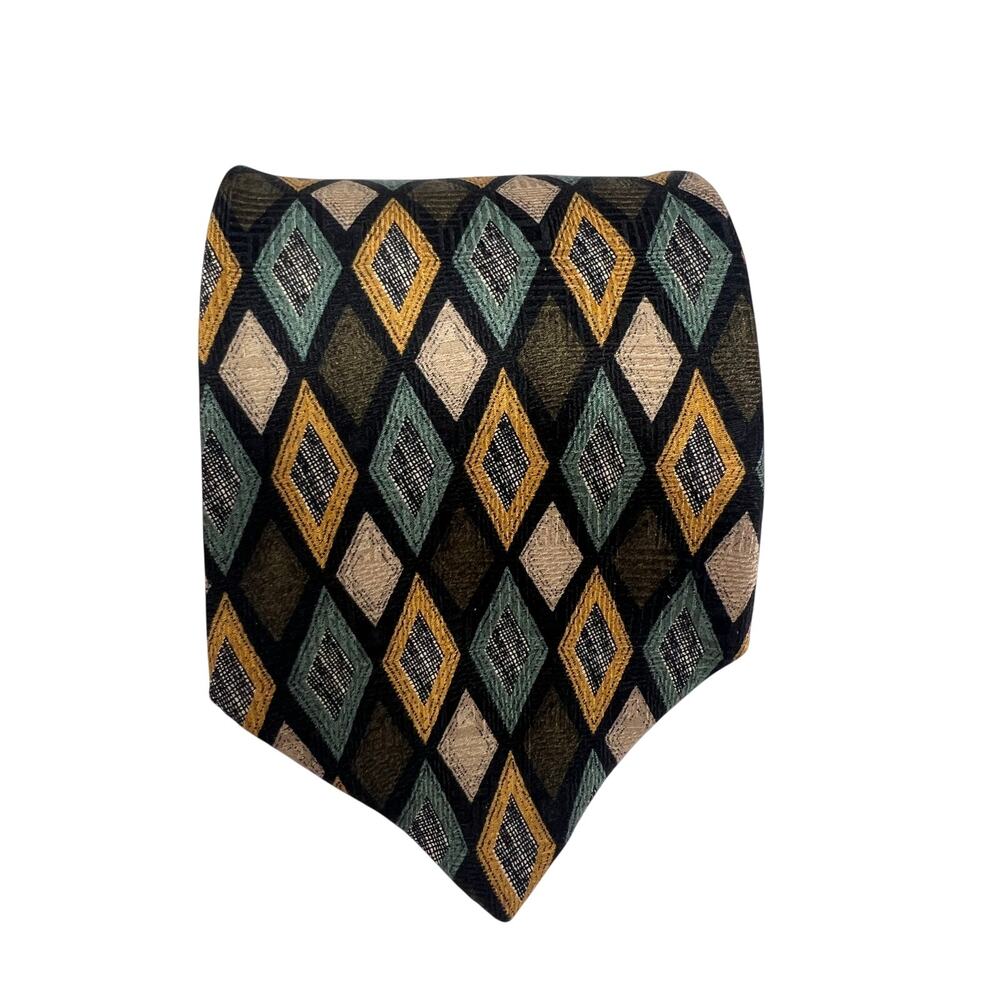 Natural Exchange Alexander Lloyd XL Repp Silk Tie Diamond Vintage